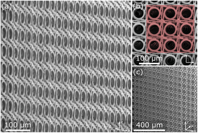 Oblique view of a §D printed mechanical metamaterial