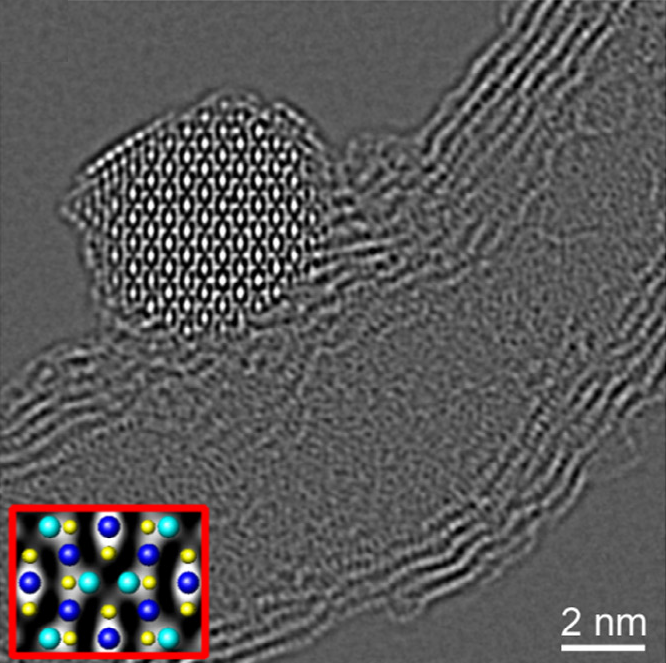 Focal Series Reconstruction of an Fe3O4 particle on a MWCNT
