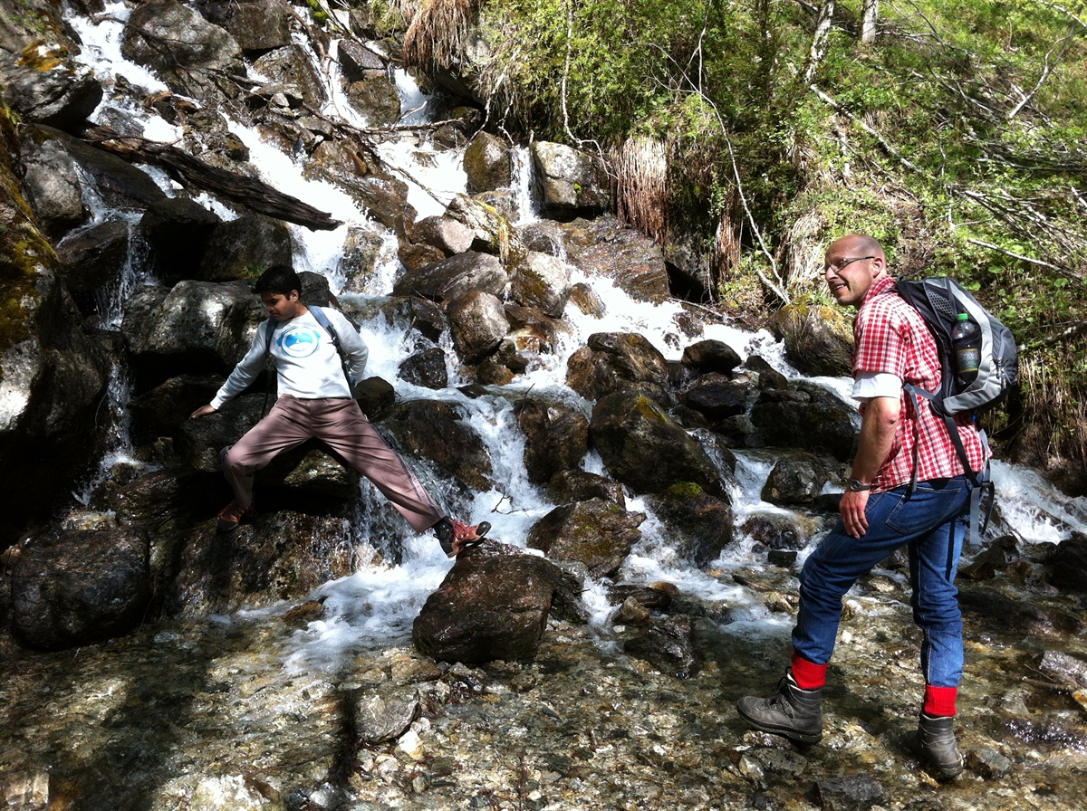 Ankush and Torsten crossing a small creek