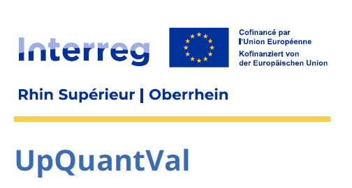 Logo collage featuring "Interreg" branding, EU flag, "Rhin Supérieur | Oberrhein" and "UpQuantVal" text.